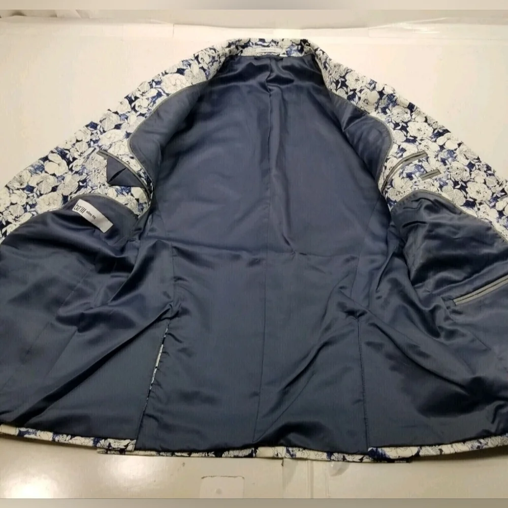 BAR III Mens Navy Single Breasted Floral Blazer Sport Coat Size 42R NWT BZ-3208